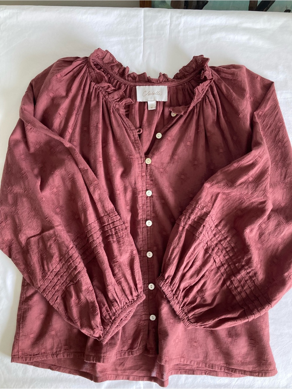 Anthropologie Cleobella Antonia Blouse Size M Brown/Burgundy - Picture 3 of 14